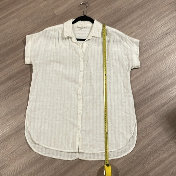 Beachlunchlounge Women's Button Front Shirt Medium White Gingham Cotton Modest - Picture 15 of 16